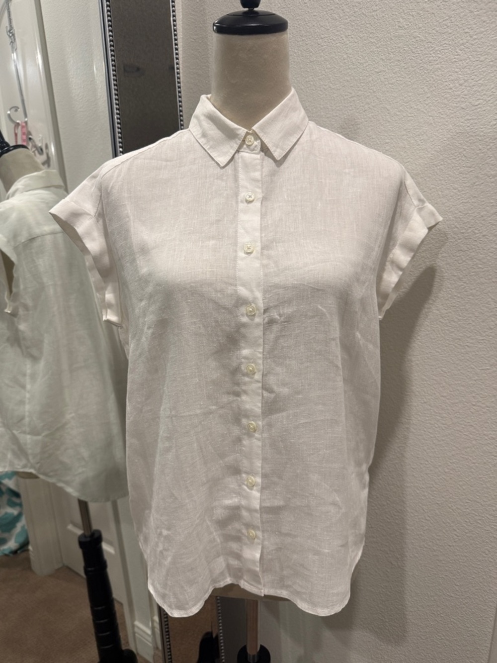 PURE NAVY White Button-Up Top